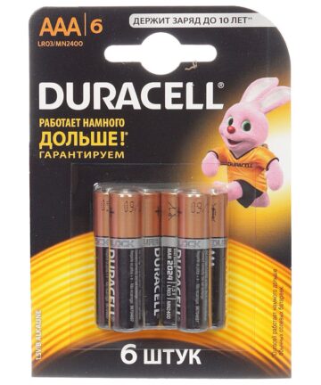 Батарейка DURACELL Alkaline Basic 1,5В LR03/R3 (ААА) 6шт 7520