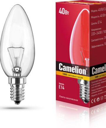 MIC Camelion 40/B/CL/E14 (Эл.лампа накаливания с прозрачной колбой, свеча)